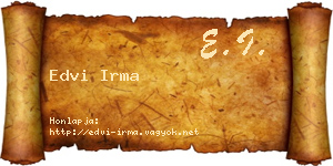 Edvi Irma névjegykártya